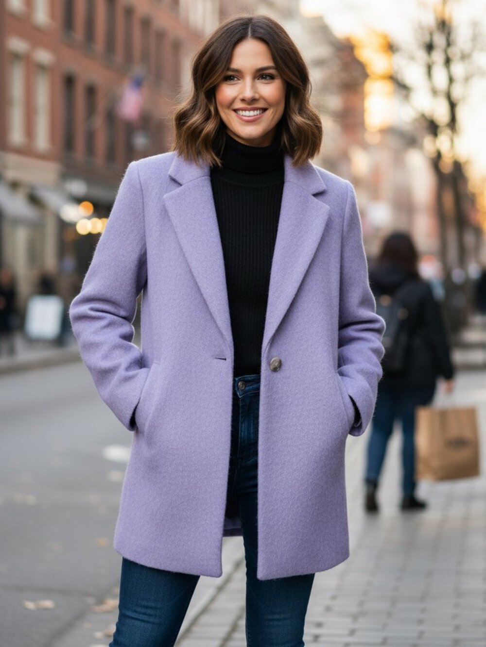 ASTR the Label Kindra Wool Blend Coat NWOT Periwinkle Small Long Coat